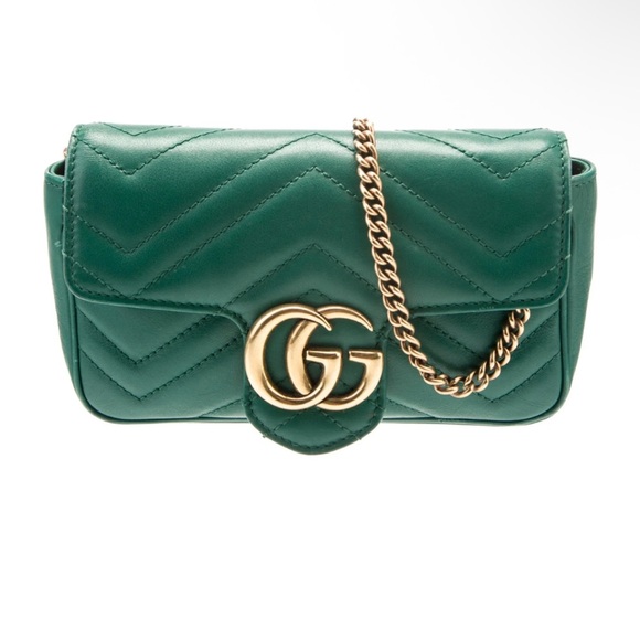 Gucci mini Marmont Green Leather Crossbody Bag - Picture 2 of 10